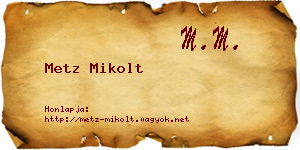 Metz Mikolt névjegykártya